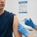 An ai-generated image of a vaccine being administered.
